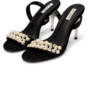 Cape Robbin Black Heels with Pearl Accents